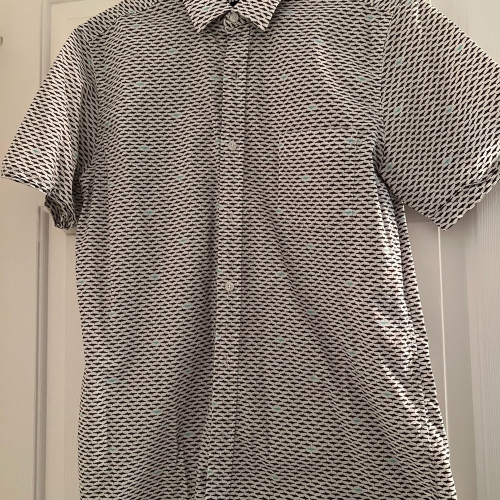 Saddlebred Black and White Casual Button Down Shirt